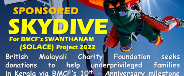 Bibin Joseph-BMCF Skydiving(2022) by British Malayali Charity Foundation fundraising photo 1