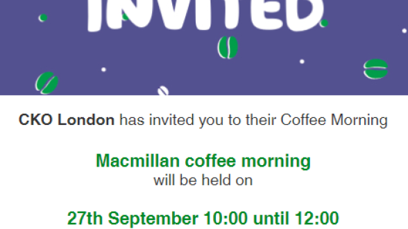 CKO CARE - Macmillan Coffee Morning