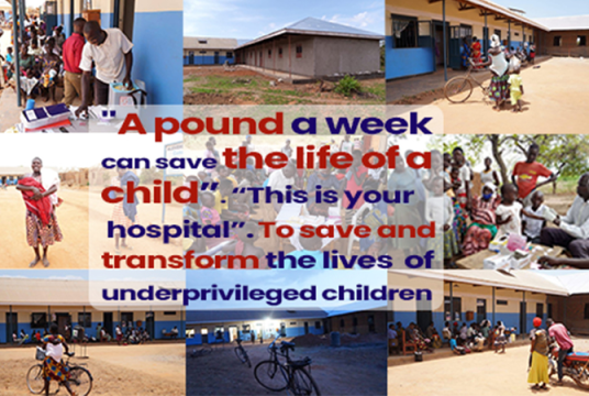 A £1 a week donation can save and transform the life of a child. This is your hospital. Please make a donation . Together let's make a lasting legacy of building a hospital with a £1 a week donation. Thank you for donating. by Medaid United Kingdom cover photo